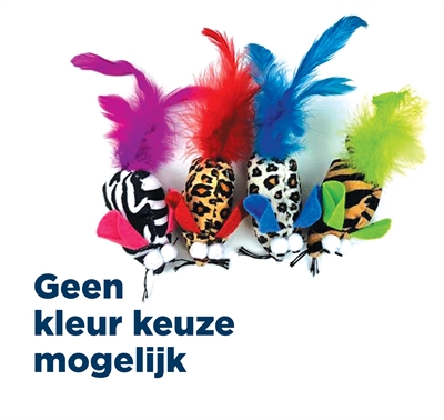 Happy Pet Tabby Patch Safari Muis Met Veren 8x4,5x3,5 CM