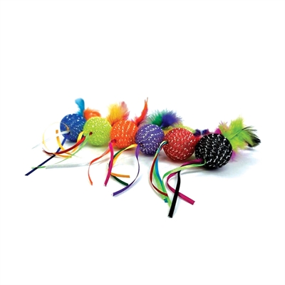 Happy Pet Tabby Patch Glitterbal met Ratel en Veren 20x4,5 cm