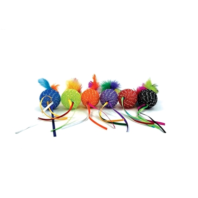 Happy Pet Tabby Patch Glitterbal met Ratel en Veren 20x4,5 cm