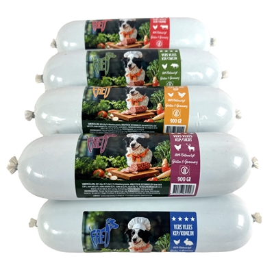Freds Gestoomd Vers Vlees Worst Assorti Box 10x900 GR