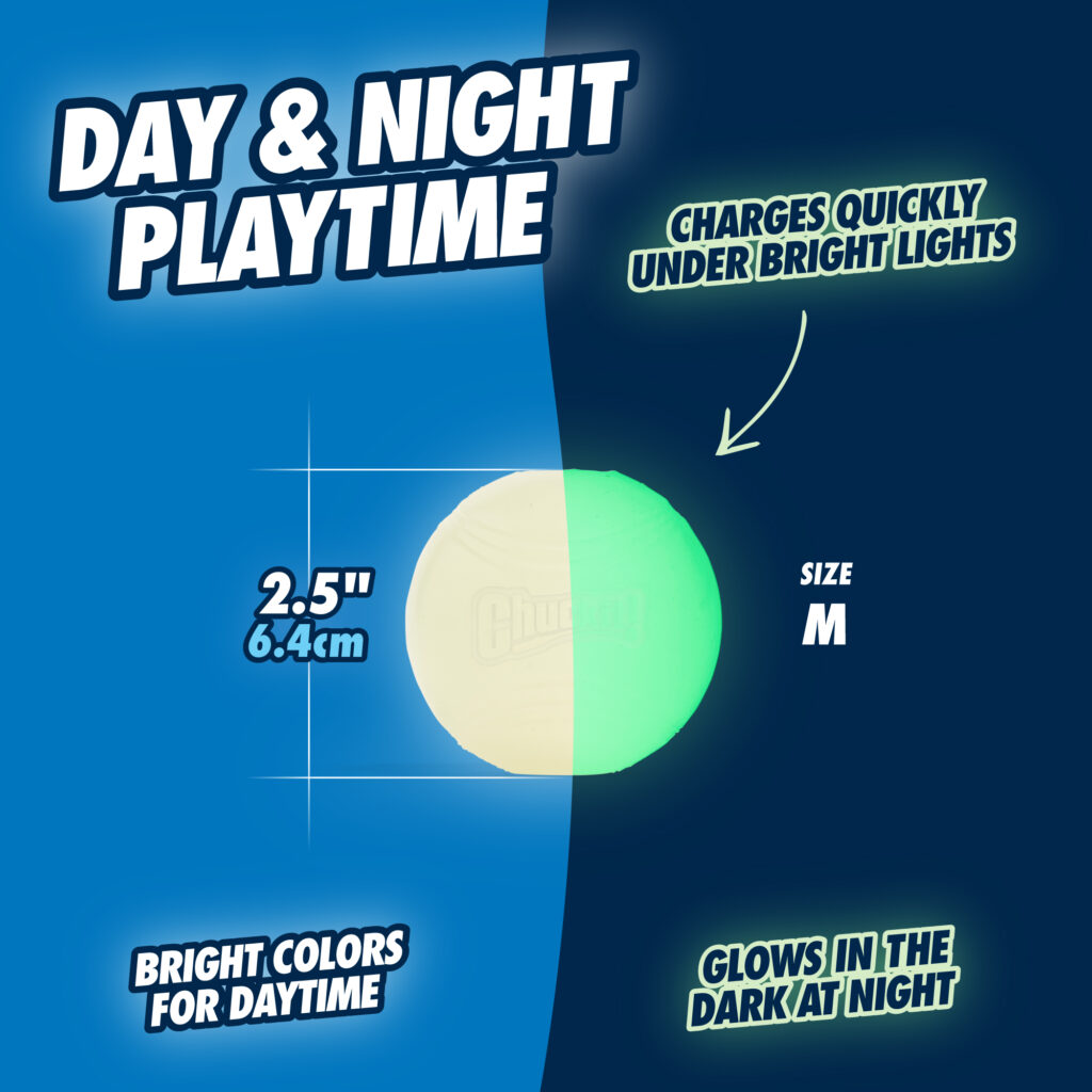 Chuckit! Max Glow M - Lichtgevende Hondenbal voor Donker Spelplezier - afbeelding 3
