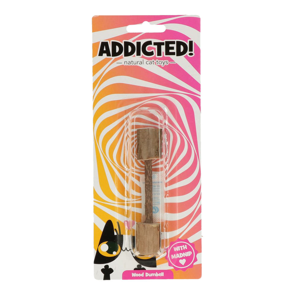 Addicted! Wood Dumbell Kattenspeeltje met MADNIP - afbeelding 4