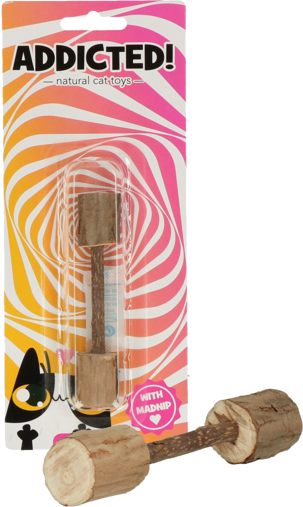 Addicted! Wood Dumbell Kattenspeeltje met MADNIP - afbeelding 1