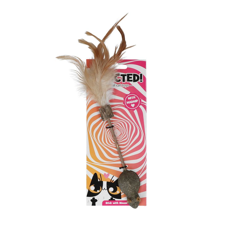 Addicted! Stick met Muis & Veertjes - Kattenspeeltje met MADNIP - afbeelding 1