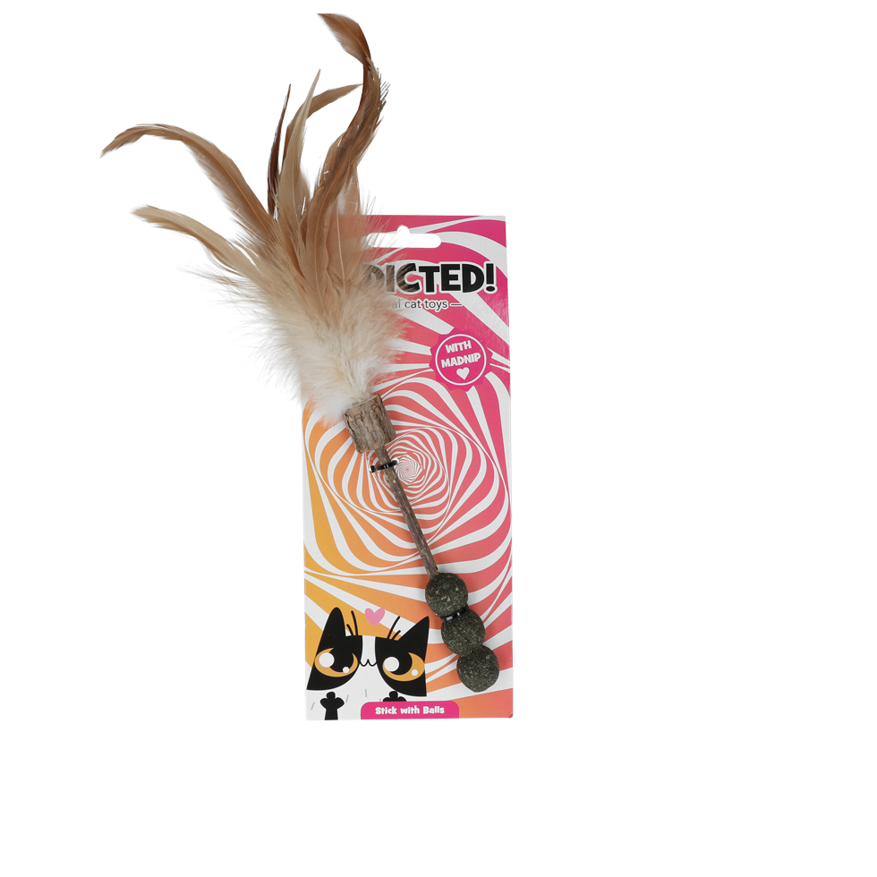 Addicted! Stick met Balls & Feathers - Kattenspeeltje met MADNIP - afbeelding 1