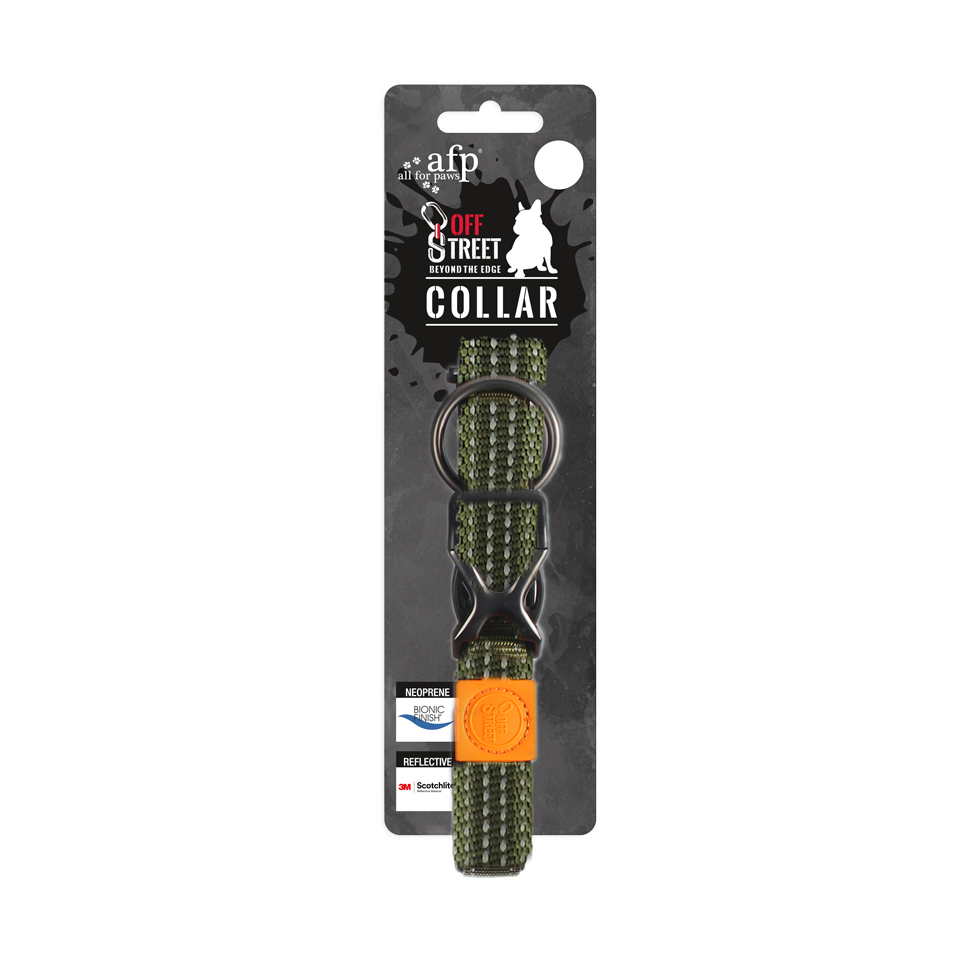 AFP Off Street Dog Collar Olijfgroen L - Comfortabele halsband - afbeelding 1