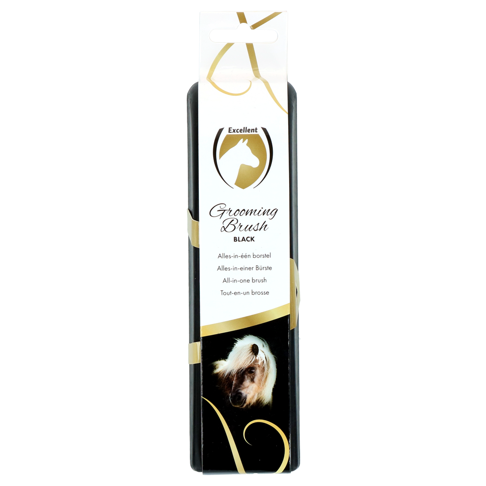 Excellent Horse Grooming Brush M Zwart - Borstel voor Vachtverzorging - afbeelding 1