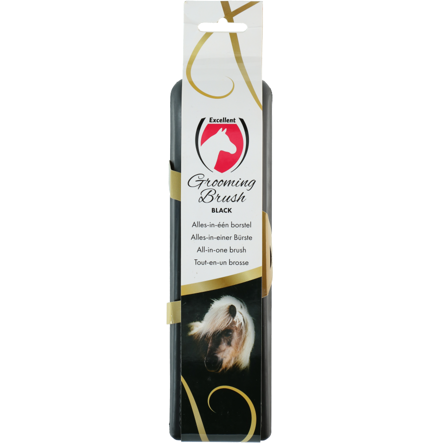 Excellent Horse Grooming Brush L Zwart - Borstel voor Vachtverzorging - afbeelding 1