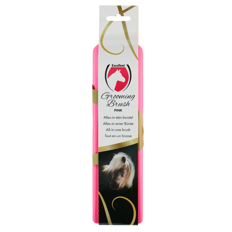 Excellent Horse Grooming Brush L Roze - Borstel voor Vachtverzorging - afbeelding 1