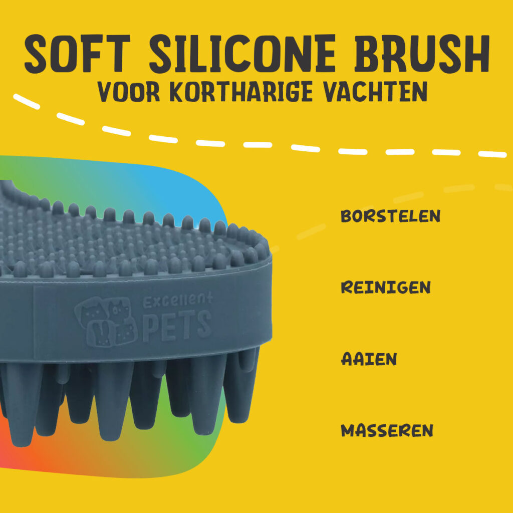 Excellent Pets Soft Silicone Brush Kort haar - 4-in-1 verzorgingsborstel - afbeelding 5