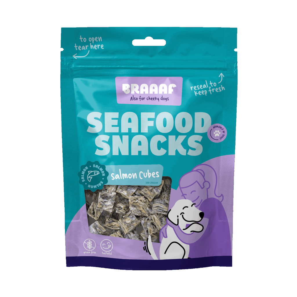Braaaf Seafood Zalmblokjes - 100% aan de lucht gedroogde Alaska zalm - afbeelding 1