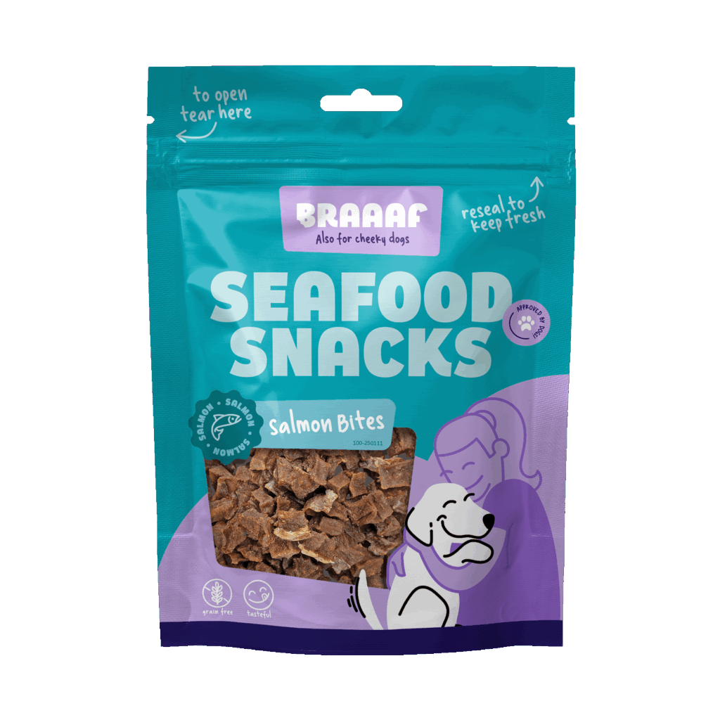 Braaaf Seafood Zalm Bites - 100% Alaska Zalm Snacks voor Honden - afbeelding 1