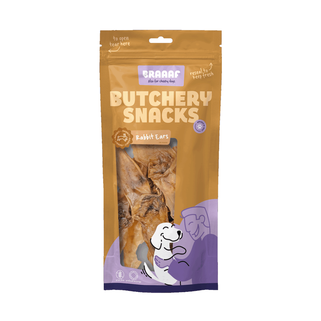 Braaaf Butchery Snacks Konijnenoren 80 g - afbeelding 1