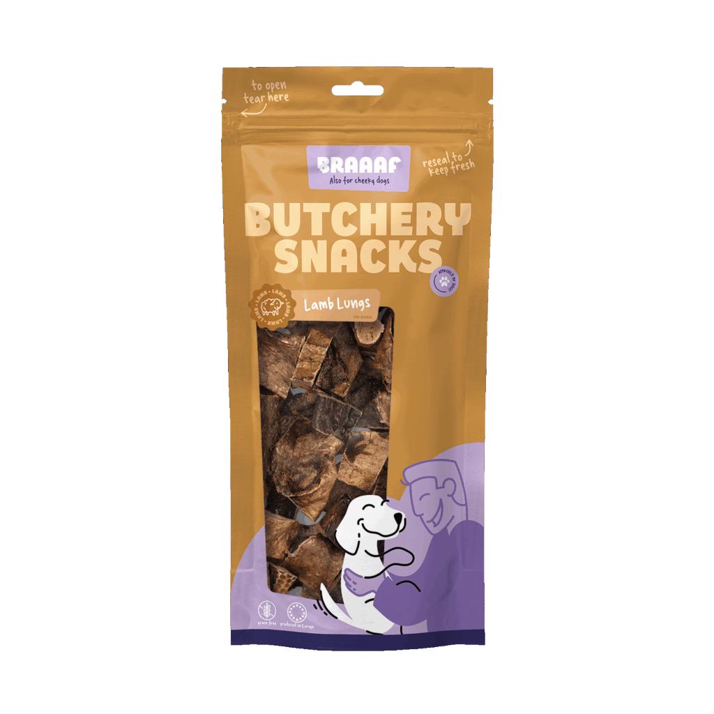 Braaaf Butchery Snacks Lamslongen 85 g - Natuurlijke Kauwsnack voor Honden - afbeelding 1