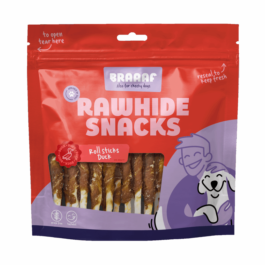 Braaaf Rawhide Roll Sticks Eend - 30 st. - afbeelding 1