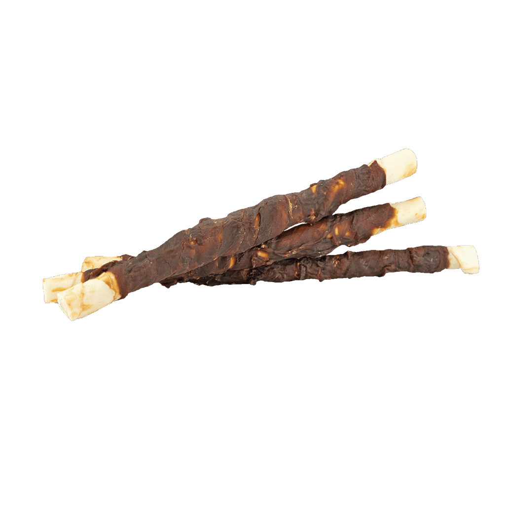 Braaaf Rawhide Twister Eend (3 st.) - 25 cm kauwsnack voor honden - afbeelding 2
