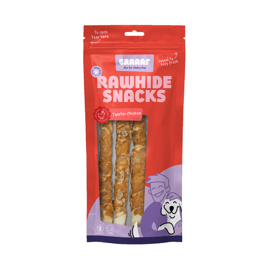 Braaaf Rawhide Twister Kip (3 st.) - 25 cm Kauwsnack voor Honden - afbeelding 1