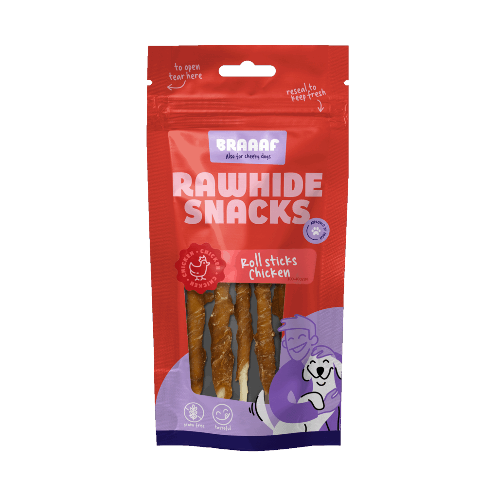 Braaaf Rawhide Roll Sticks Kip - 8 st. - afbeelding 1