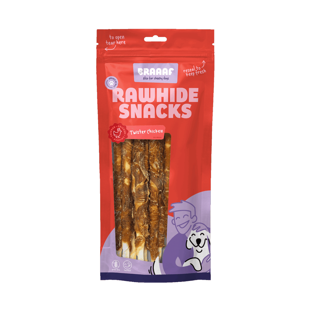 Braaaf Rawhide Twister Kip (8 st.) - 25 cm kauwsnack voor honden - afbeelding 1