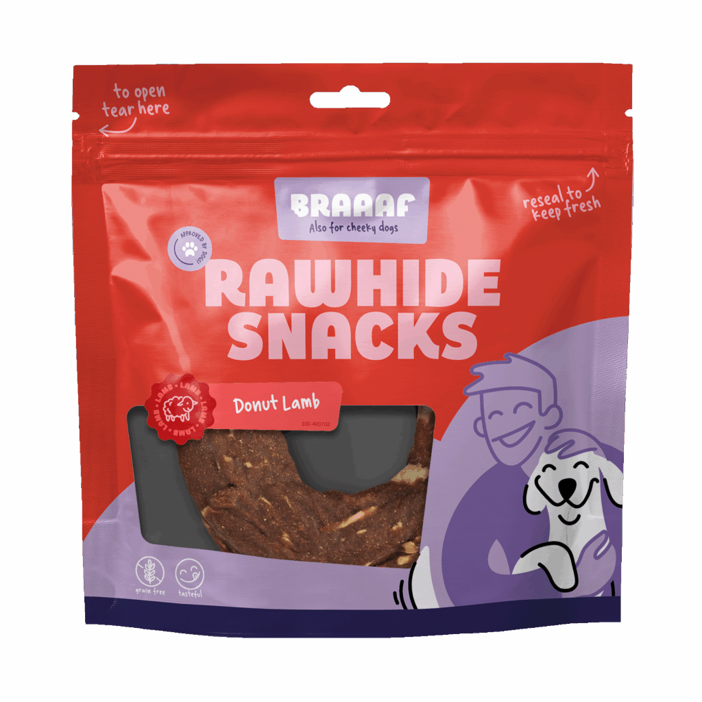 Braaaf Rawhide Donut Lam & Vis - Kauwsnack voor Honden - afbeelding 1