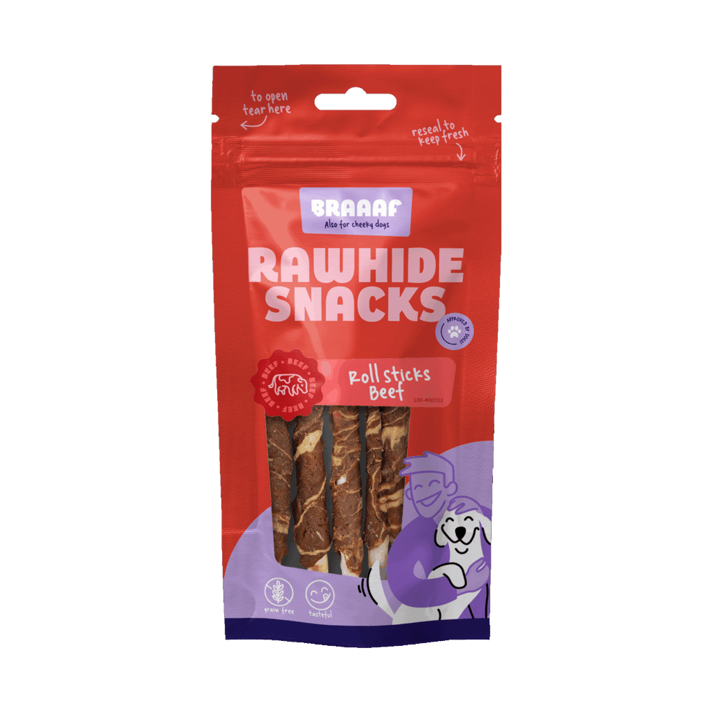 Braaaf Rawhide Roll Sticks Rund & Vis - 8 st. - afbeelding 1
