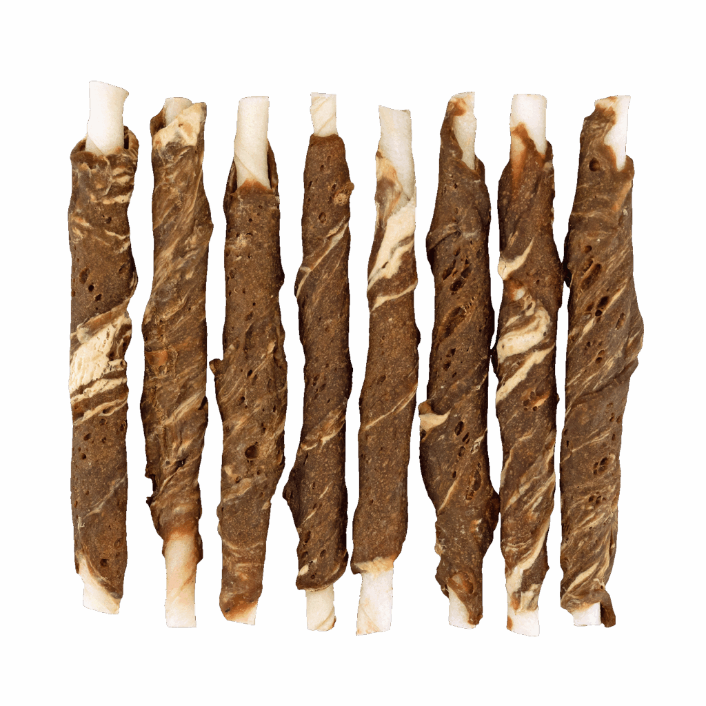 Braaaf Rawhide Roll Sticks Lam & Vis - 8 st. - afbeelding 2