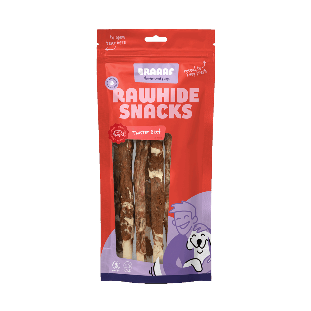 Braaaf Rawhide Twister Rund & Vis (6 st.) - 21 cm Kauwsnack voor Honden - afbeelding 1