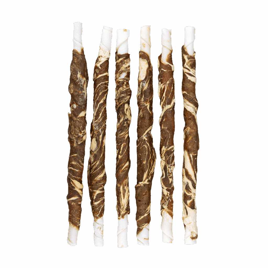 Braaaf Rawhide Twister Lam & Vis (6 st.) - 21 cm - afbeelding 3