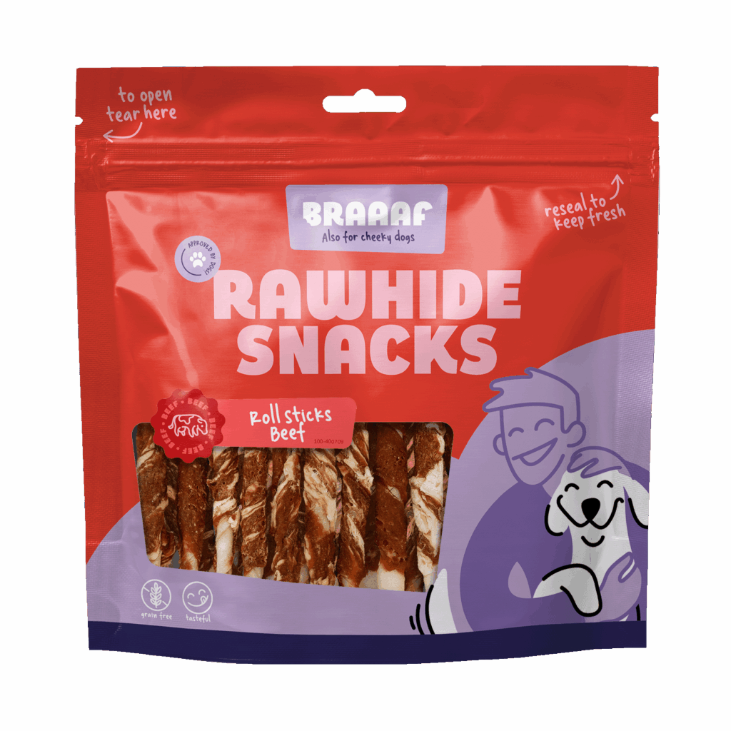 Braaaf Rawhide Roll Sticks Rund & Vis - 25 st. - afbeelding 1