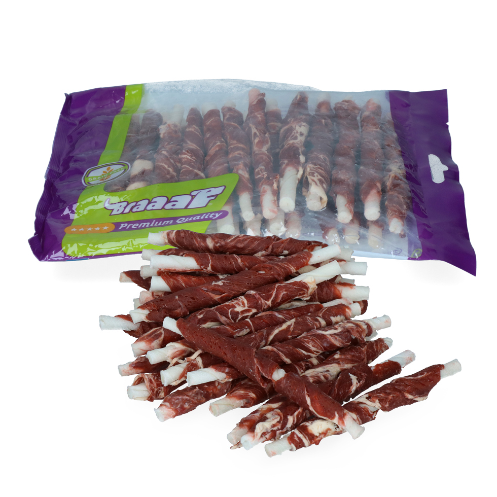 Braaaf Rawhide Roll Sticks Rund & Vis - 25 st. - afbeelding 1