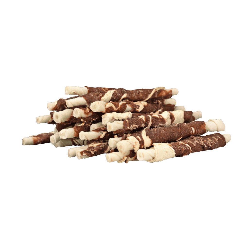 Braaaf Rawhide Roll Sticks Lam & Vis - 25 st. - afbeelding 2