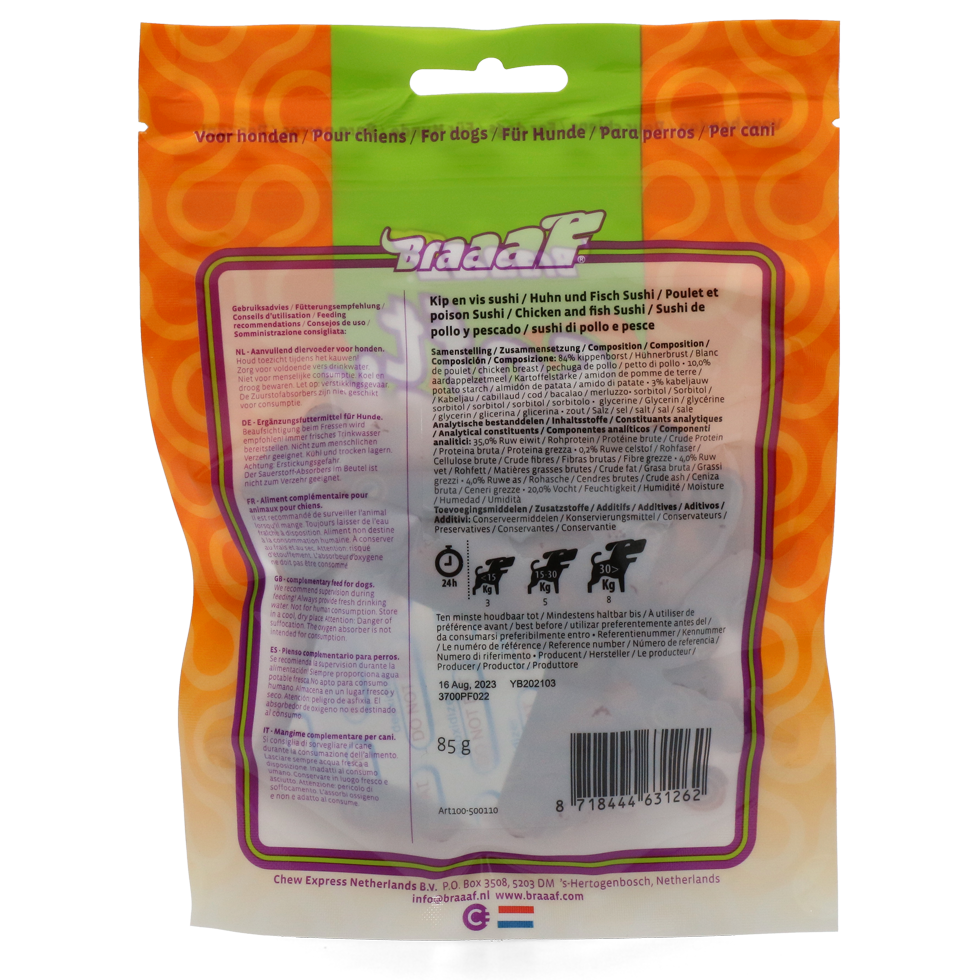 Braaaf Soft Snack Sushi - Kip & Vis 85 g - afbeelding 3