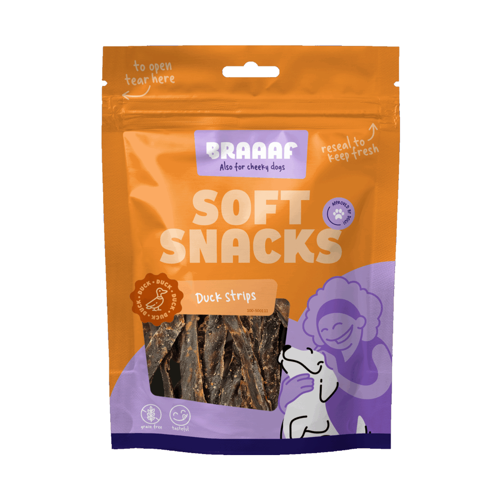 Braaaf Soft Snack Eendenreepjes - Graanvrije honden snack 85 g - afbeelding 1
