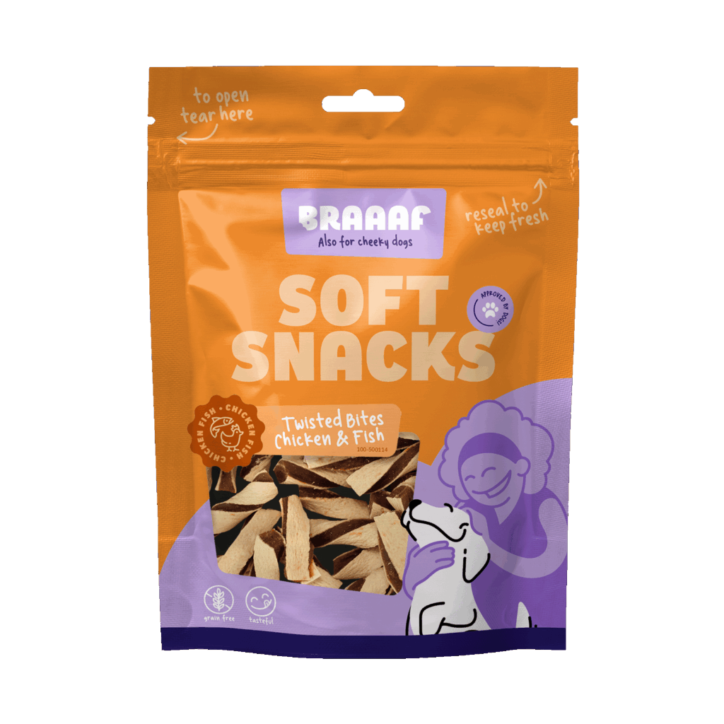Braaaf Soft Snack Gedraaide Bites - Kip & Vis 85 g - afbeelding 1