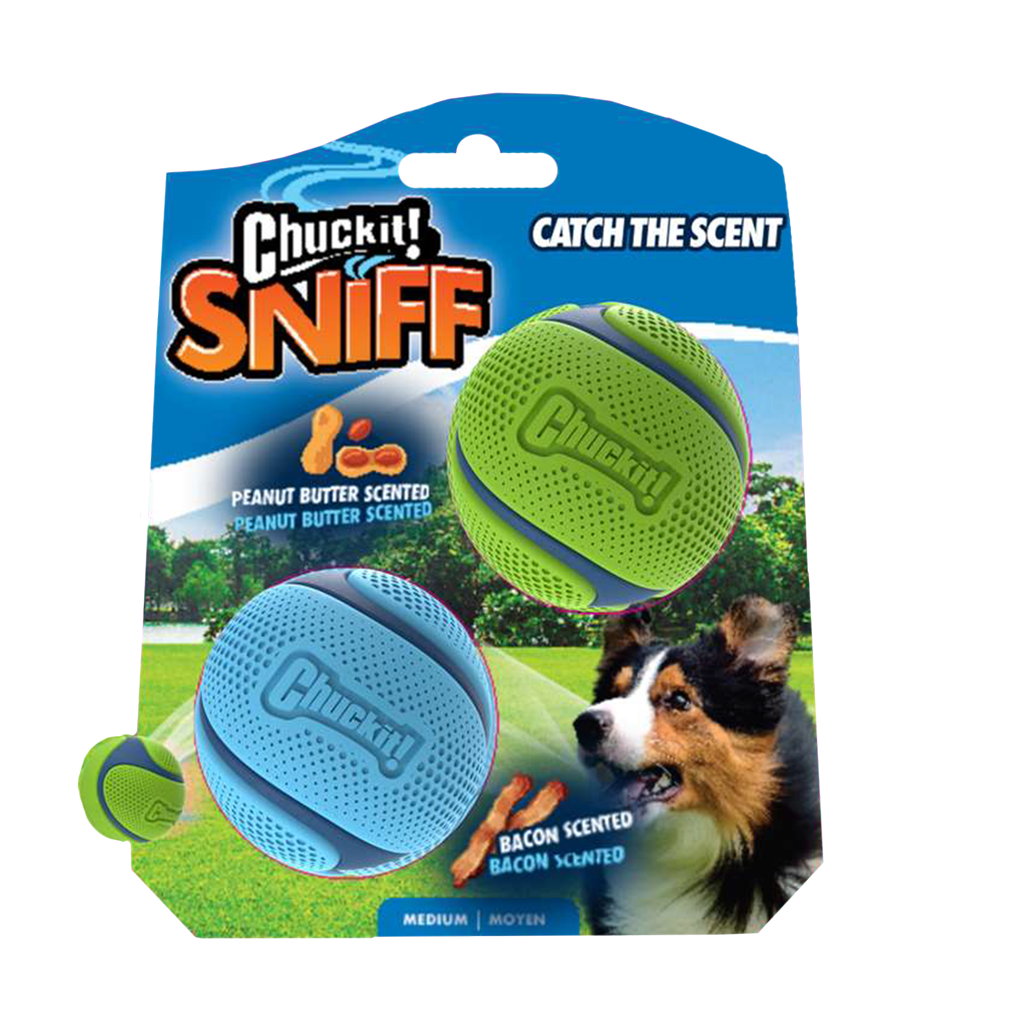 Chuckit! Sniff Fetch Ball Bacon & Peanut Butter M 2-pack - afbeelding 1
