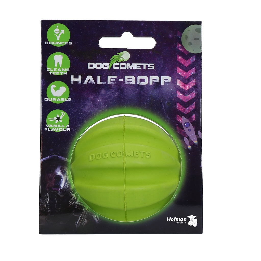 Dog Comets Hale Bopp Groen - Duurzame Rubber Hondenbal met Touw - afbeelding 1