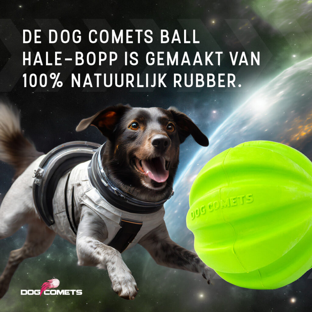 Dog Comets Hale Bopp Groen - Duurzame Rubber Hondenbal met Touw - afbeelding 5