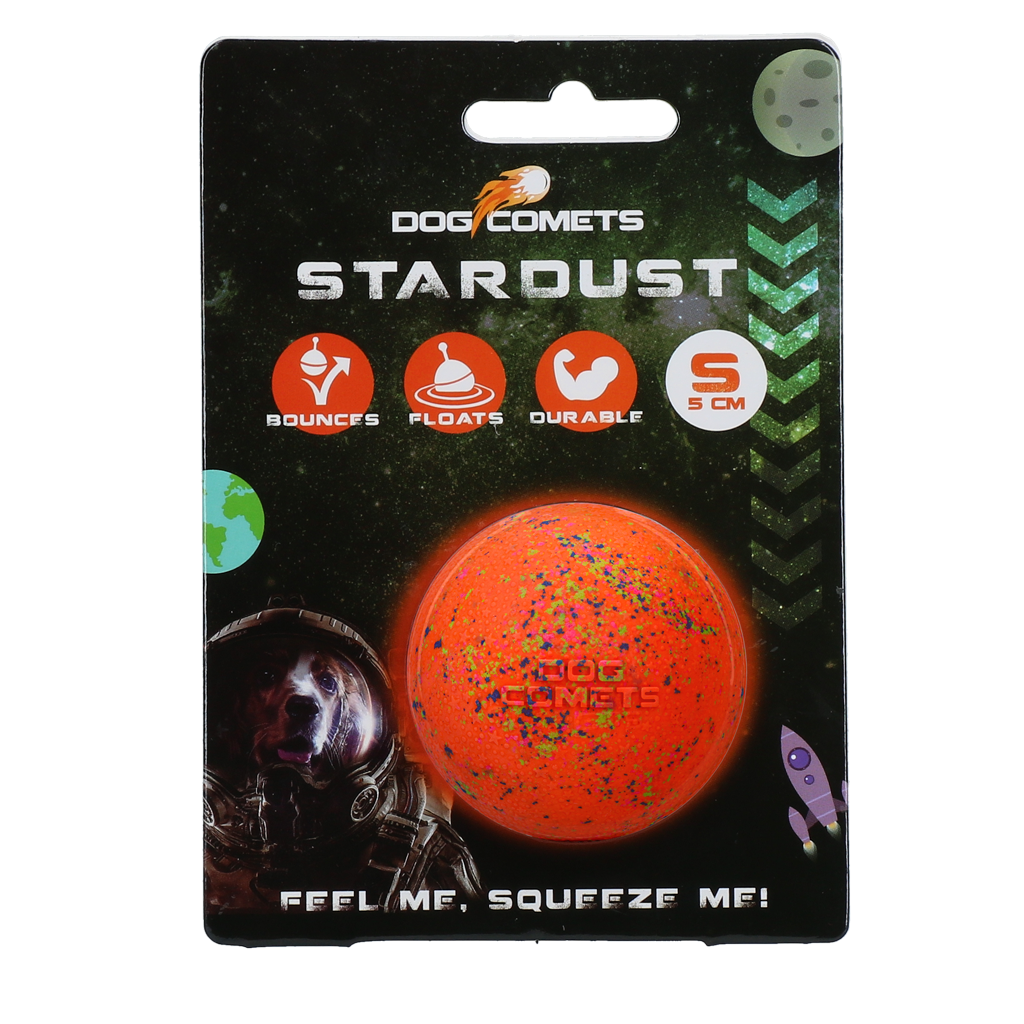 Dog Comets Stardust Bal Oranje S - 5 cm Natuurlijk Rubber - afbeelding 1