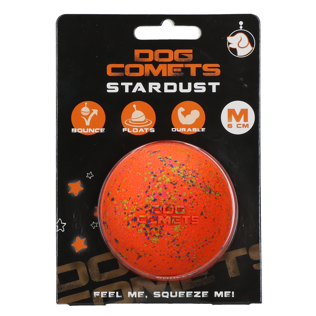 Dog Comets Stardust Bal Oranje M - Natuurlijk Rubber Speelgoed voor Honden - afbeelding 1