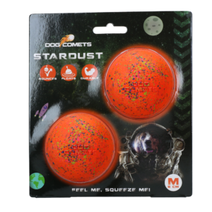 Dog Comets Stardust Oranje M (2-Pack) - Speelballen van Natuurlijk Rubber