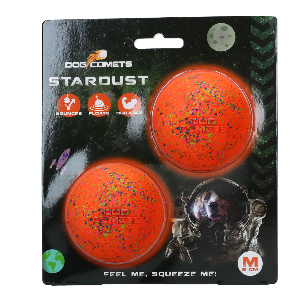 Dog Comets Stardust Oranje M (2-Pack) - Speelballen van Natuurlijk Rubber - afbeelding 1