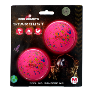 Dog Comets Stardust Roze M (2-Pack) - Speelballen van Natuurlijk Rubber
