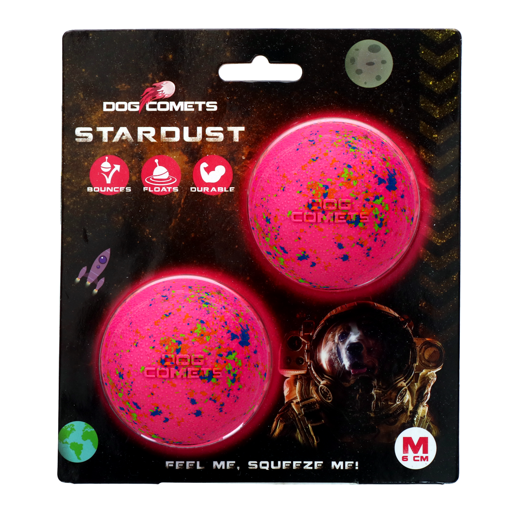 Dog Comets Stardust Roze M (2-Pack) - Speelballen van Natuurlijk Rubber - afbeelding 1