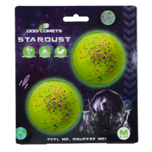 Dog Comets Stardust Groen M (2-Pack) - Speelbal van Natuurlijk Rubber