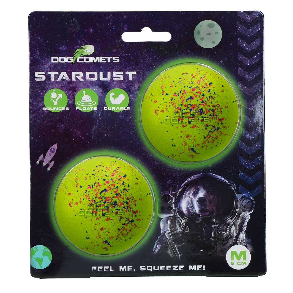 Dog Comets Stardust Groen M (2-Pack) - Speelbal van Natuurlijk Rubber - afbeelding 1