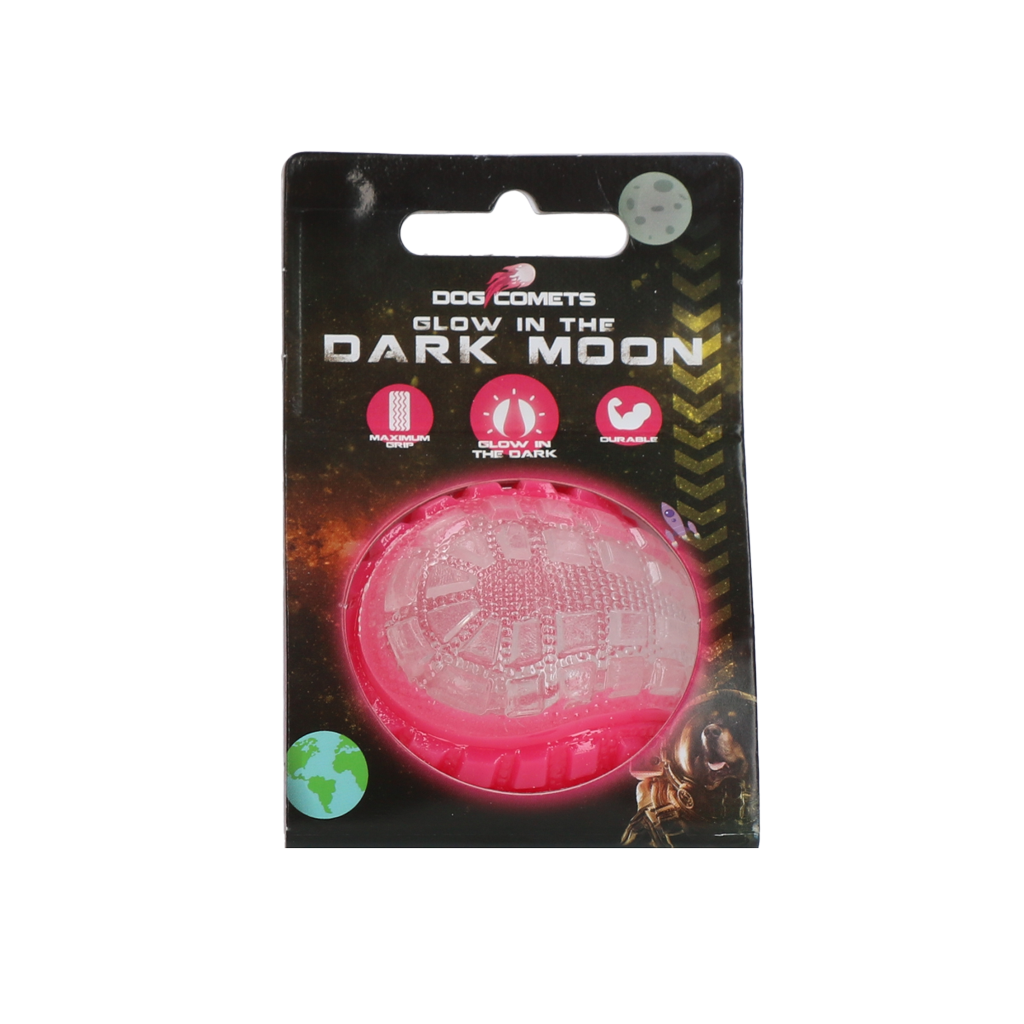 Dog Comets Glow In The Dark Moon Bal S Roze - Speelplezier Dag en Nacht - afbeelding 1
