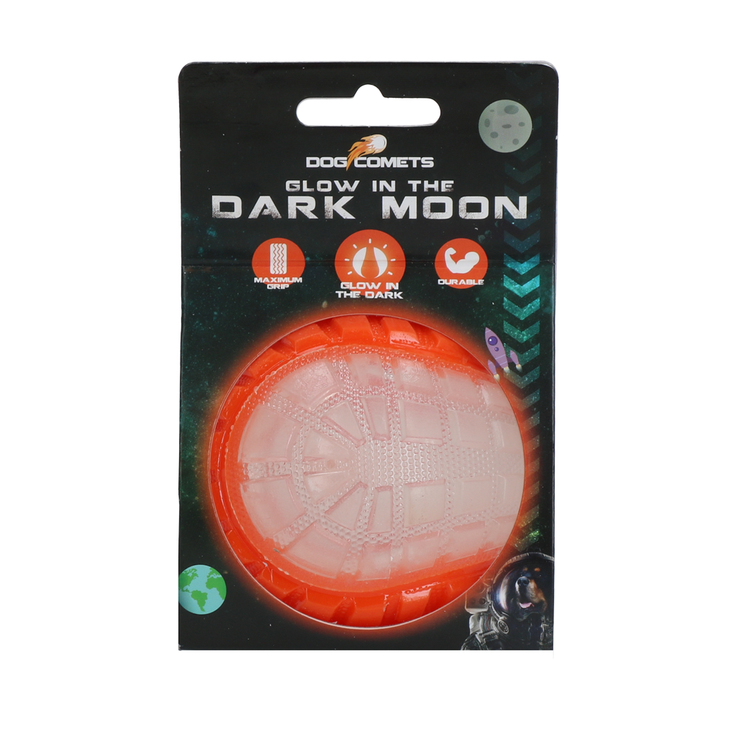 Dog Comets Glow In The Dark Moon Bal M Oranje - Speelgoed voor Honden - afbeelding 1