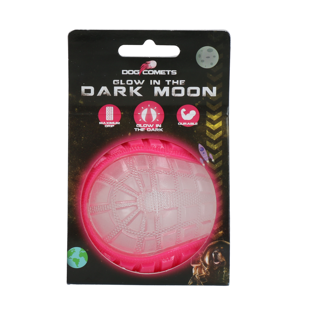 Dog Comets Glow In The Dark Moon Bal M Roze - Speelgoed voor Honden - afbeelding 1