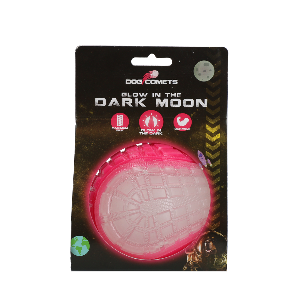 Dog Comets Glow In The Dark Moon Bal L Roze - Speelgoed voor Honden - afbeelding 1