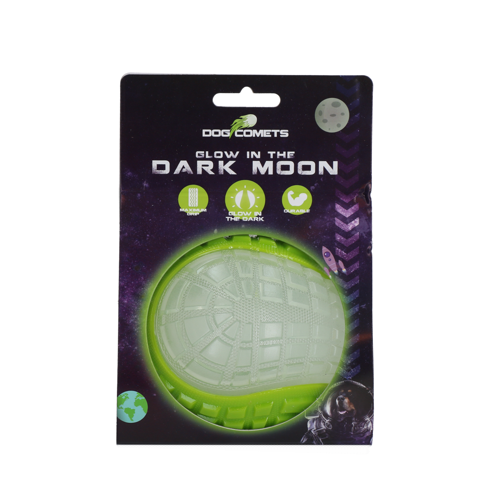 Dog Comets Glow In The Dark Moon Bal L Groen - Speelgoed voor Honden - afbeelding 1